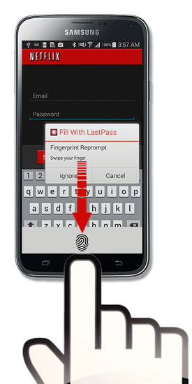 Samsung Galaxy S5 con app de LastPass