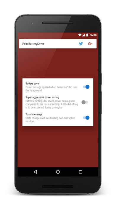 Interfaz de PokeBatterySaver