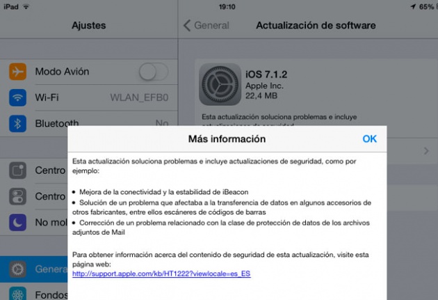 Mejoras de iOS 7.1.2