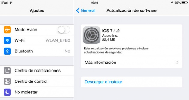 Actualizacion OTA iOS 7.1.2