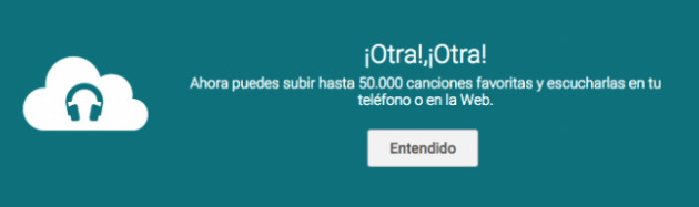 Google Music aumenta la capacidad para subir canciones a la nube.