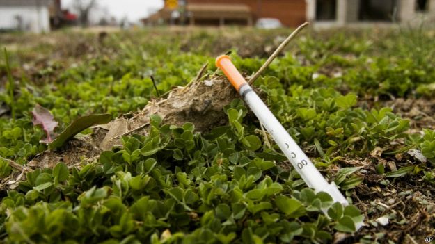 Jeringa abandonada en Scott, Indiana