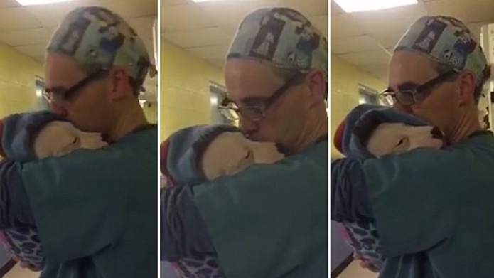 Video: Veterinario consuela una perrita asustada luego de una  cirugÃ­a