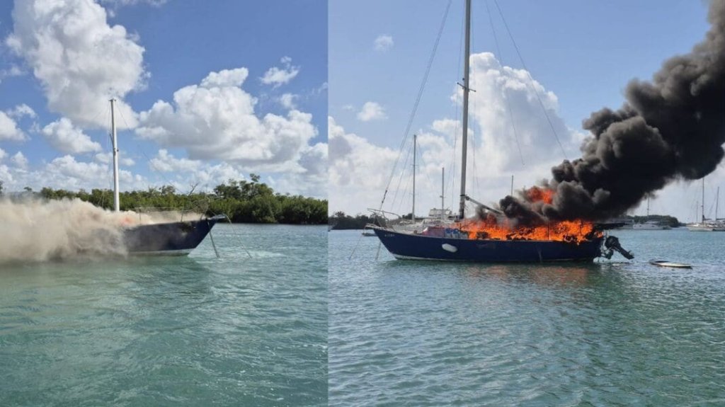  Mujer muere calcinada tras incendio de velero en la bah&iacute;a de Salinas 