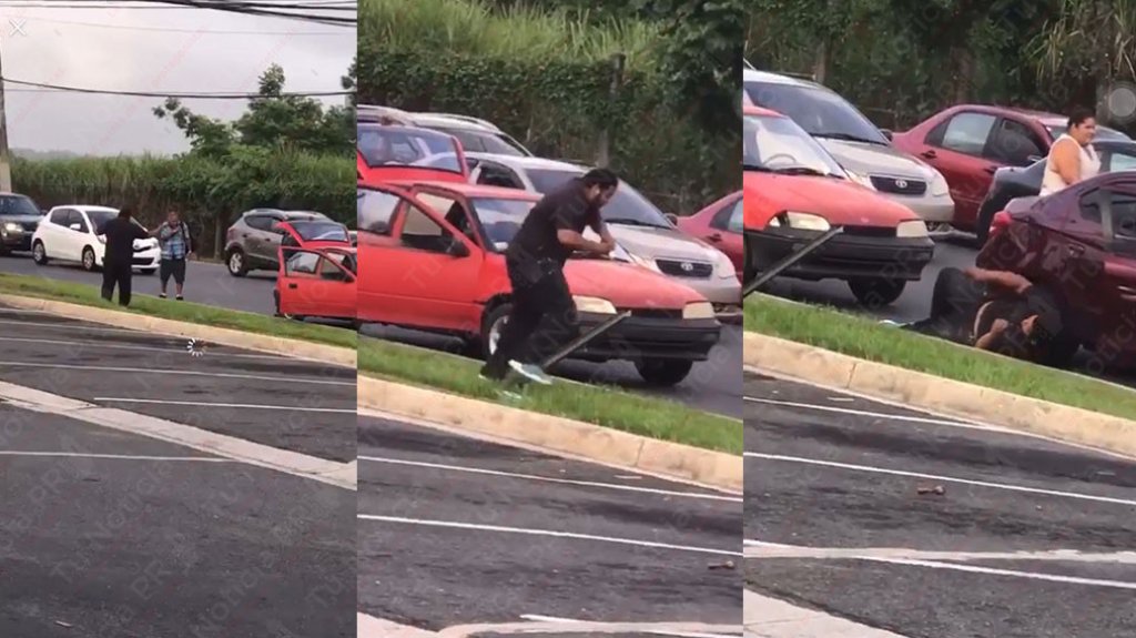 Video: Se bajó a discutir en el tapón y por poco se mata con en letrero roto 