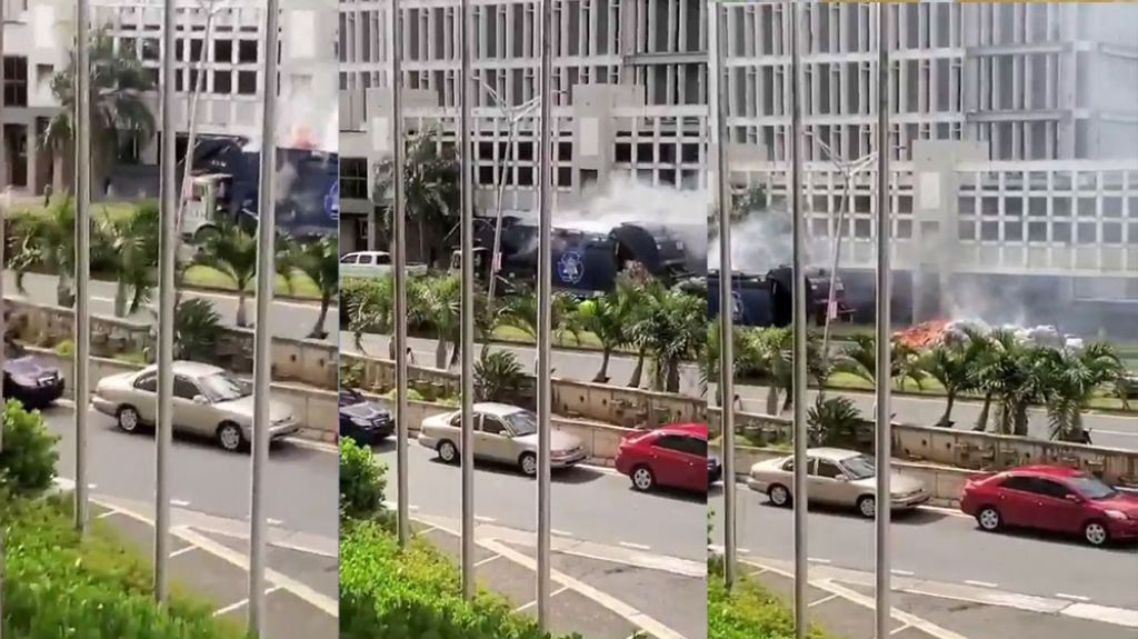  Video: Momento en que cami&oacute;n de basura se prende en fuego en Hato Rey 
