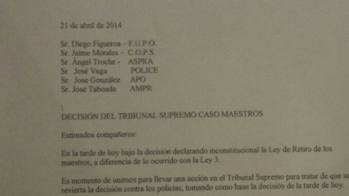 Gremios policiacos hacen llamado a la uniÃ³n, ante la decisiÃ³n del Supremo