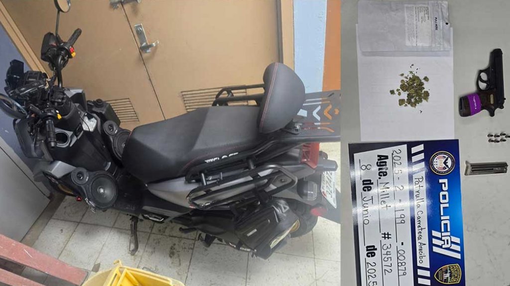  Súper “Borracho” en motorita por Quebradillas, con una pistola y marihuana 