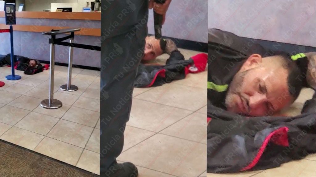  Publican video del momento en que asaltante del Banco Popular de Trujillo Alto fue herido de bala 