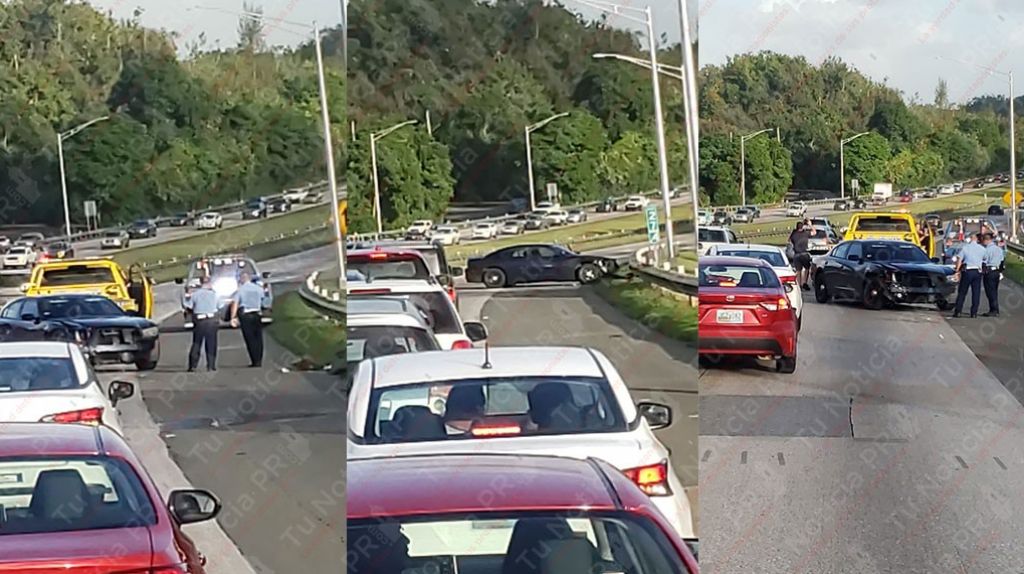  Video: Patrulla chocada y heridos luego de persecuci&oacute;n de auto que transitaba contra el tr&aacute;nsito en el expreso 22 