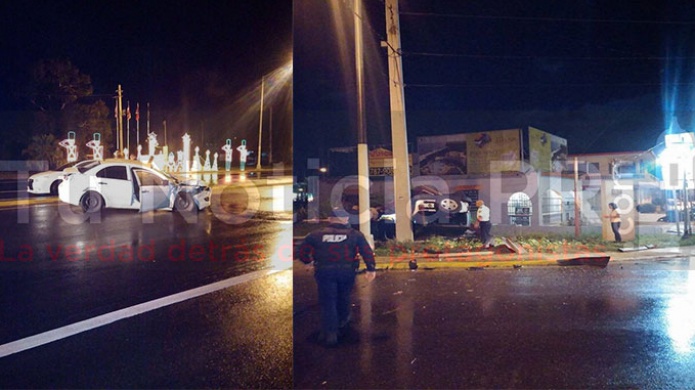 Bomberos provocan accidente al rebasar luz roja para llegar a una actividad del gobernador
