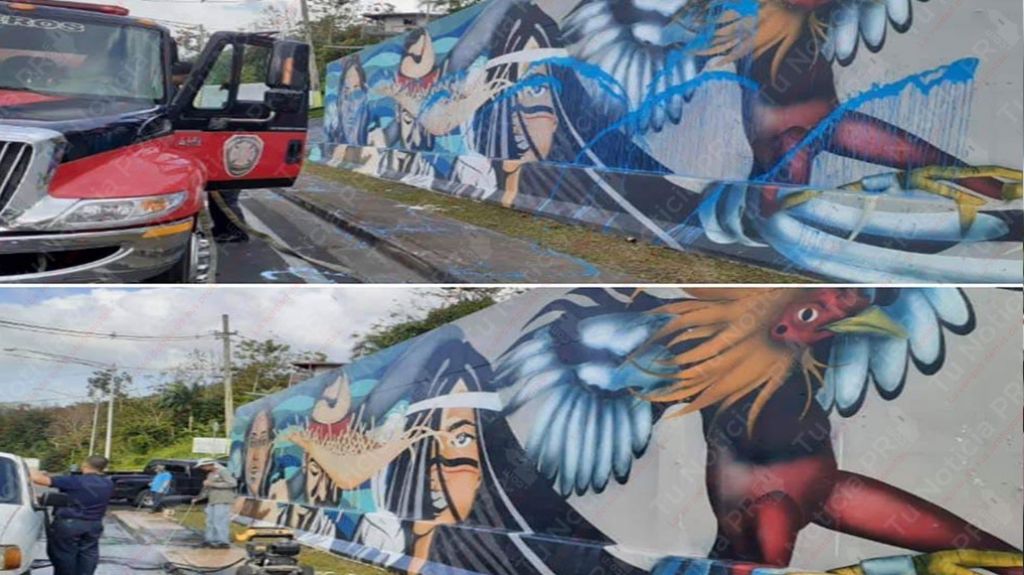  Video: Bomberos salvan el mural de Corozal, mientras fiscal&iacute;a eval&uacute;a radicar cargos a &ldquo;El Taken&rdquo; 