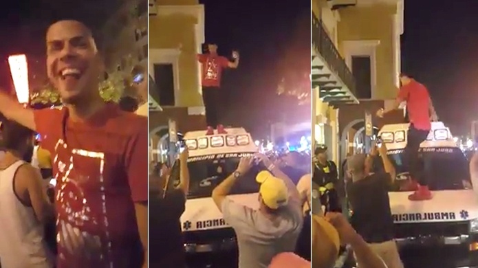  Video: Mozalbete se trepa en una ambulancia a bailar durante las Sanse2017