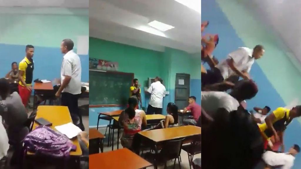  Video: Otro estudiante que agrede un profesor, pero esta vez; un estudiante defendi&oacute; el maestro 