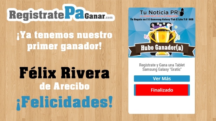 La nueva pÃ¡gina de Regalos RegÃ­strate Pa Ganar  tiene su primer Ganador