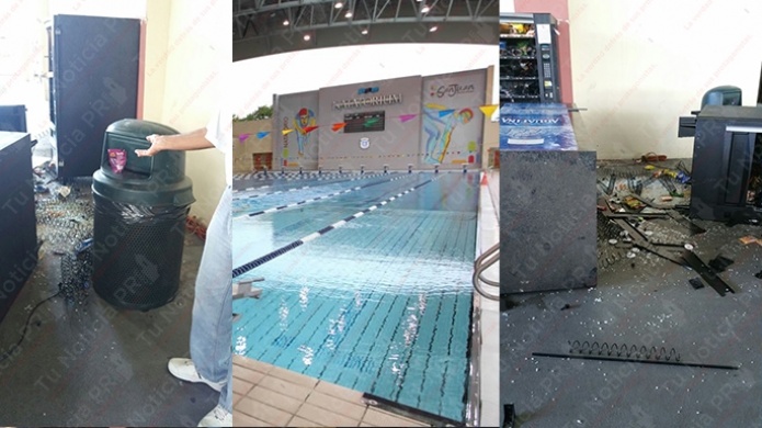 Fotos: "Party" de alcohol y destrucciÃ³n anoche en el Natatorio de San Juan 