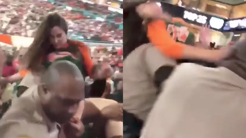 VIDEO: Un policÃ­a "tranquiliza" a una aficionada ebria con un gancho en la mandÃ­bula