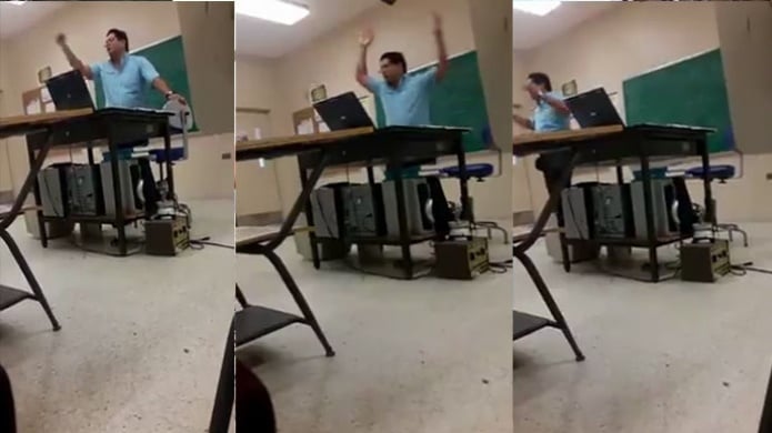 Video: Captan momento en que maestro de escuela en San Lorenzo pierde el control con un estudiante y hasta un "Puñeta" se le zafa 