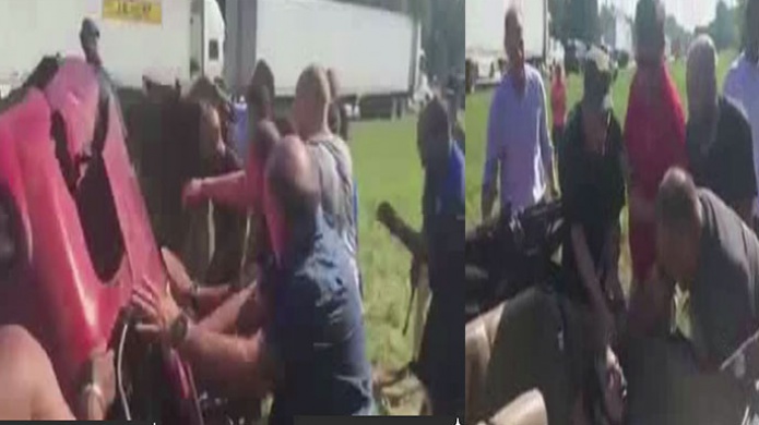 Video: Ciudadanos rescatan conductor que se volcÃ³ en su auto en Carolina del Sur