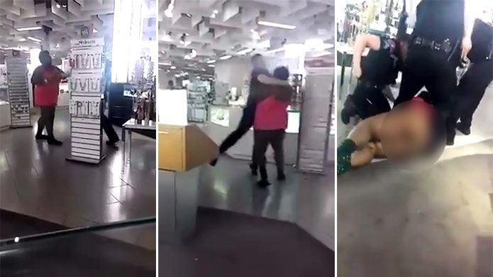 Video: DifÃ­cil para un policÃ­a arrestar una obesa mujer desnuda