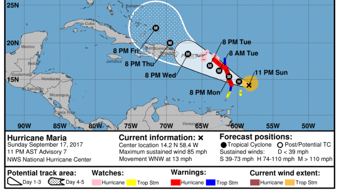 MarÃ­a se fortalece y reduce su velocidad de translaciÃ³n.