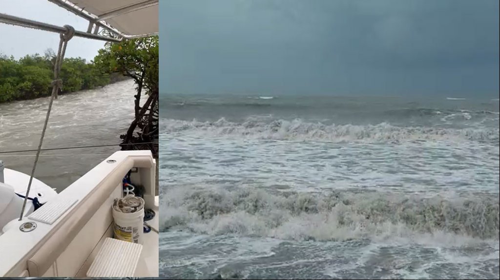  Video: No hacen caso, llegan en sus lanchas a Cayo Matías a pesar del fuerte oleaje por el huracán Elsa 