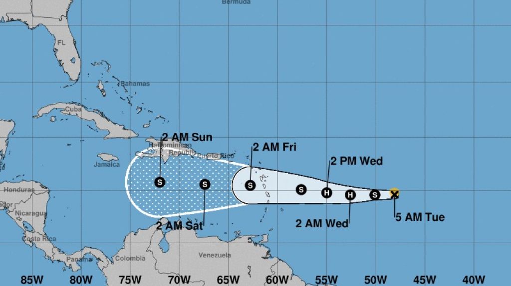  PR fuera del cono de incertidumbre de la tormenta tropical fuerte Isaac 