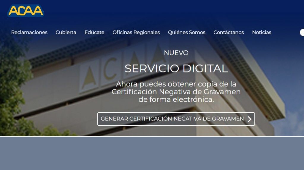 Disponible por internet la certificaciÃ³n negativa de gravamen de la ACAA