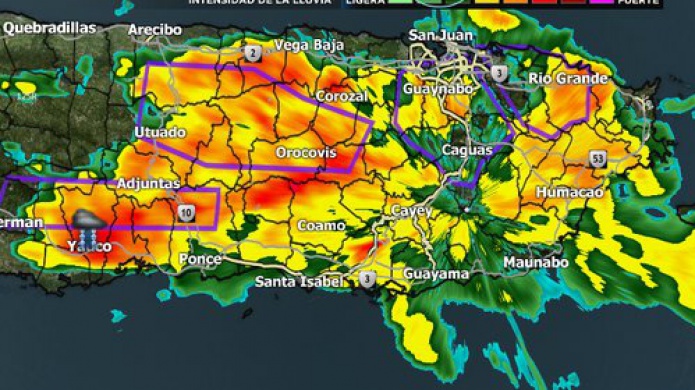 Aviso de inundaciones repentinas hasta las 6pm en varios municipios