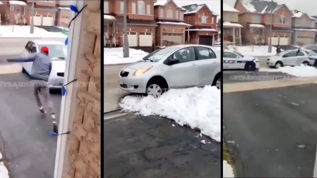  Video:Intentaba robar en una residencia, pero al huir su auto qued&oacute; atrapado en la nieve 