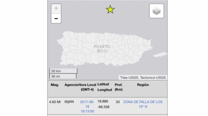 Tiembla Puerto Rico. Sismo de magnitud 4.6 se reportÃ³ al norte de Dorado. 