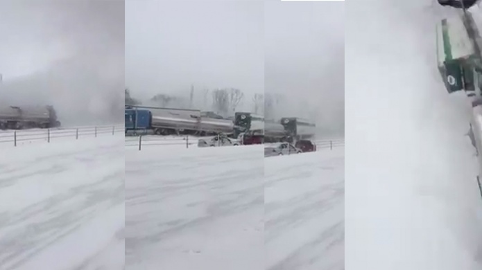 Video: Desesperante choque en cadena de vehÃ­culos por nieve en los Estados Unidos 