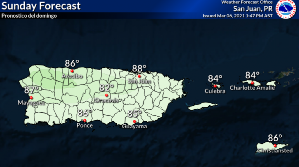  Resumen del estado del tiempo para el domingo, 7 de marzo de 2021 