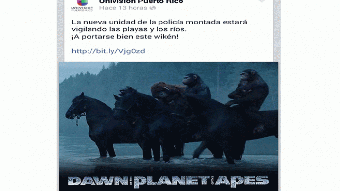 Policías molestos por promoción que los compara con Simios 