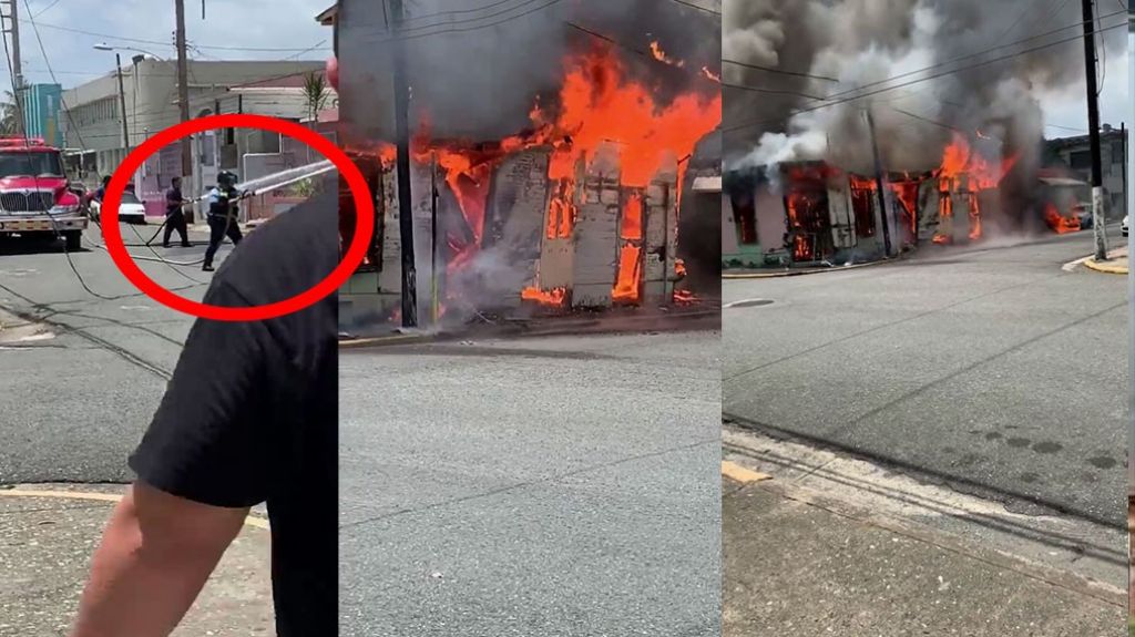  Video: Polic&iacute;a coge una manguera para ayudar a un Bombero apagar un incendio en Mayag&uuml;ez 