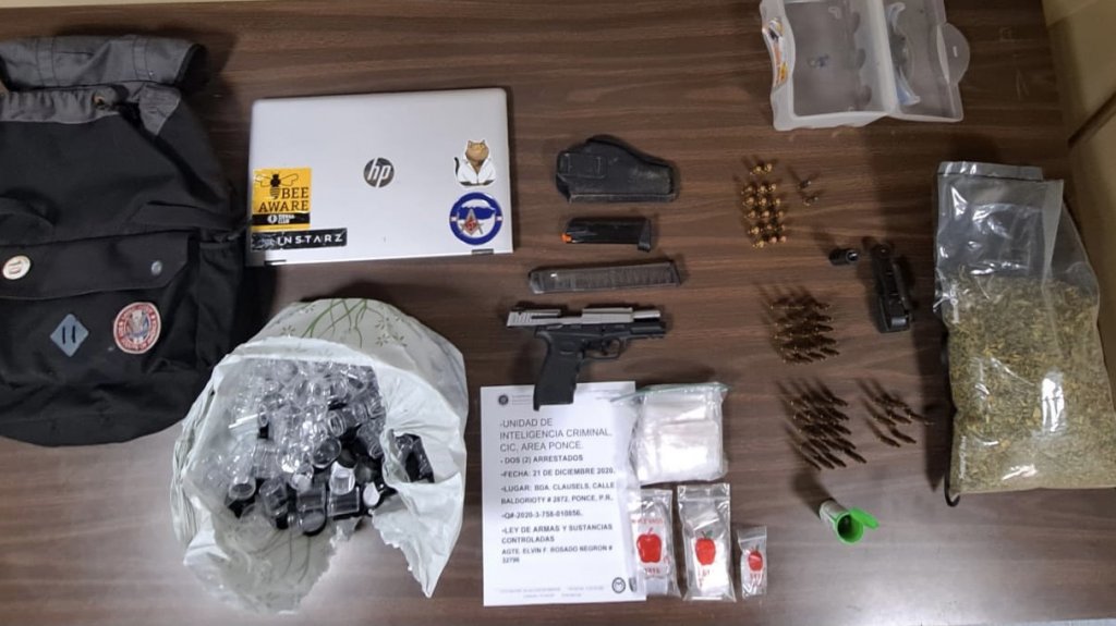  Arrestan a dos en Ponce con una pistola, municiones y drogas 