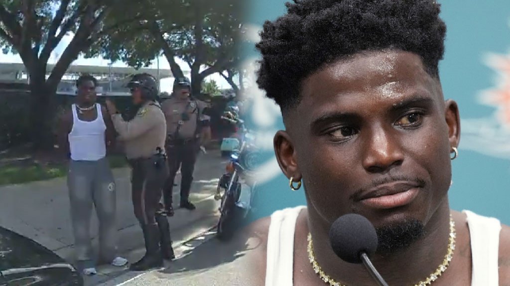  Video: Jugador estrella de los Miami Dolphins, Tyreek Hill, detenido por la policía de Miami antes del partido 