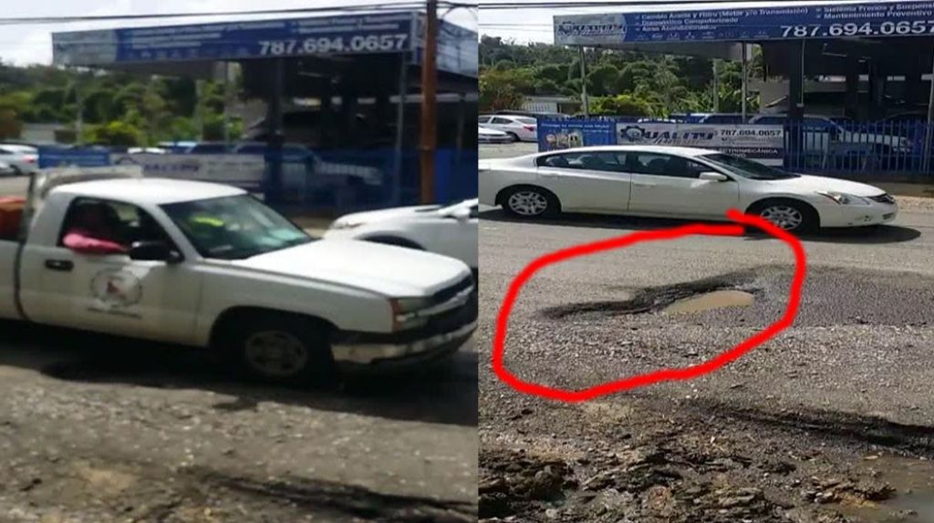  Se vuelve viral video del “Mega Hoyo” en carretera de Cidra 