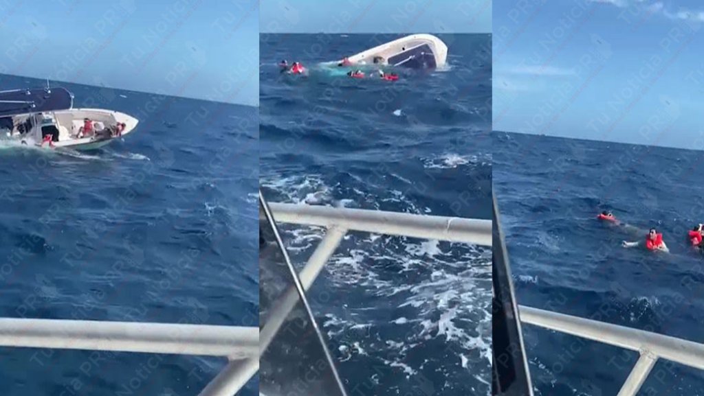  En video momento en que rescatan ocupantes de embarcación que se hunde cerca de Culebra 