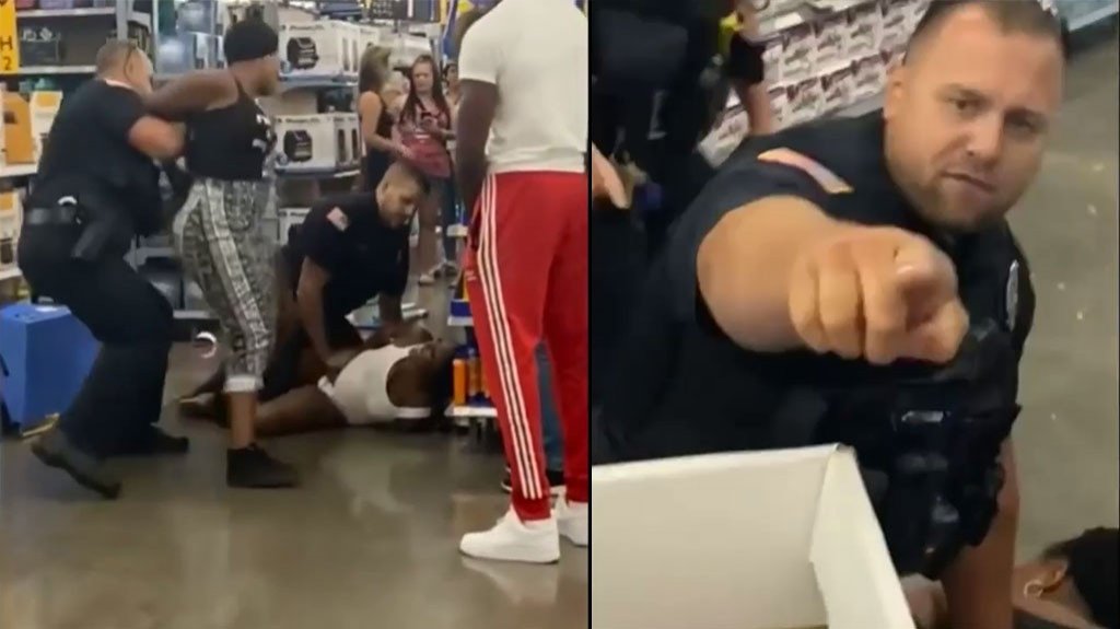 VIDEO:Policía de NY golpea a una mujer esposada durante arresto en Walmart cuando esta trato de morderlo 