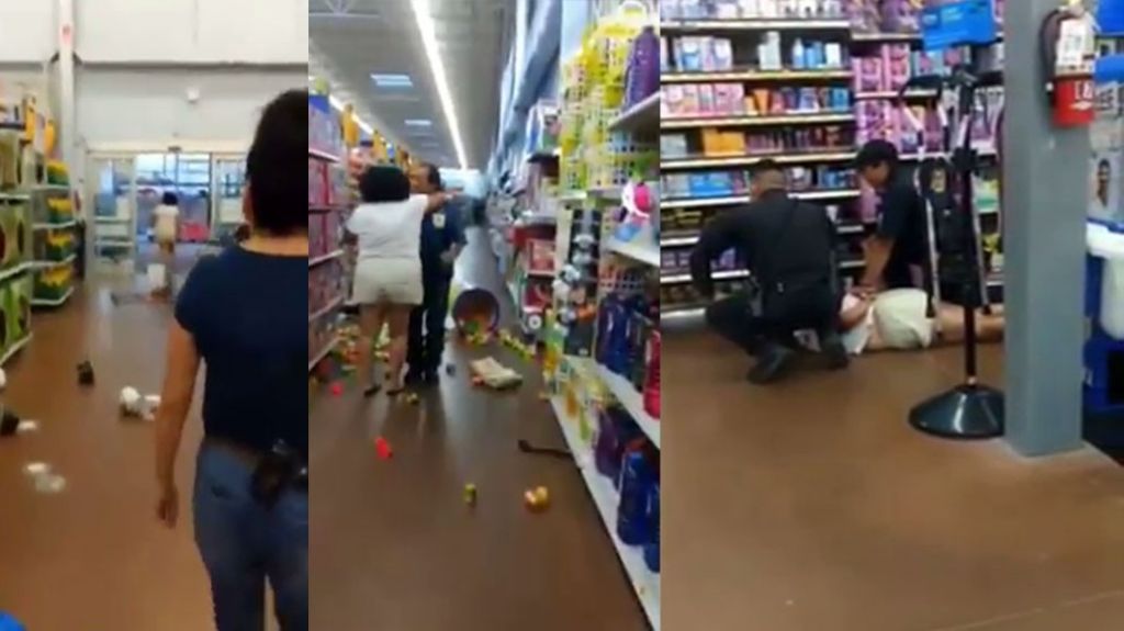  Video: Una mujer destruye varias g&oacute;ndolas en una tienda Walmart 