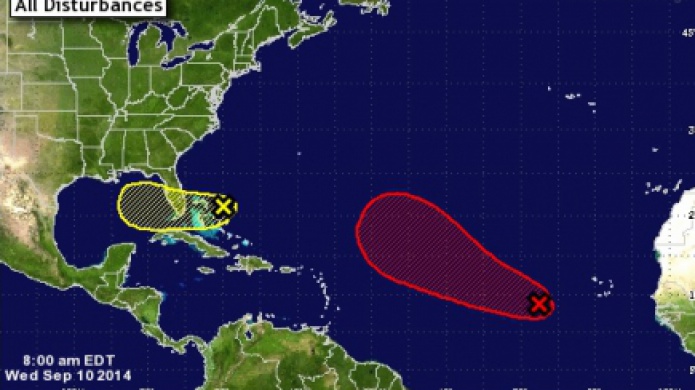 Llegamos al pico de la temporada de huracanes. Solo se observan a dos bajas presiones...
