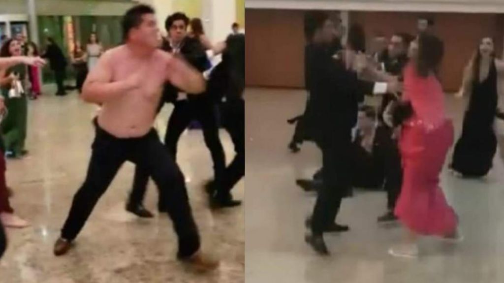  Video: Lleg&oacute; el gran d&iacute;a de su boda, pero no imaginaron que terminar&iacute;a en un &ldquo;Royal Rumble&rdquo; 