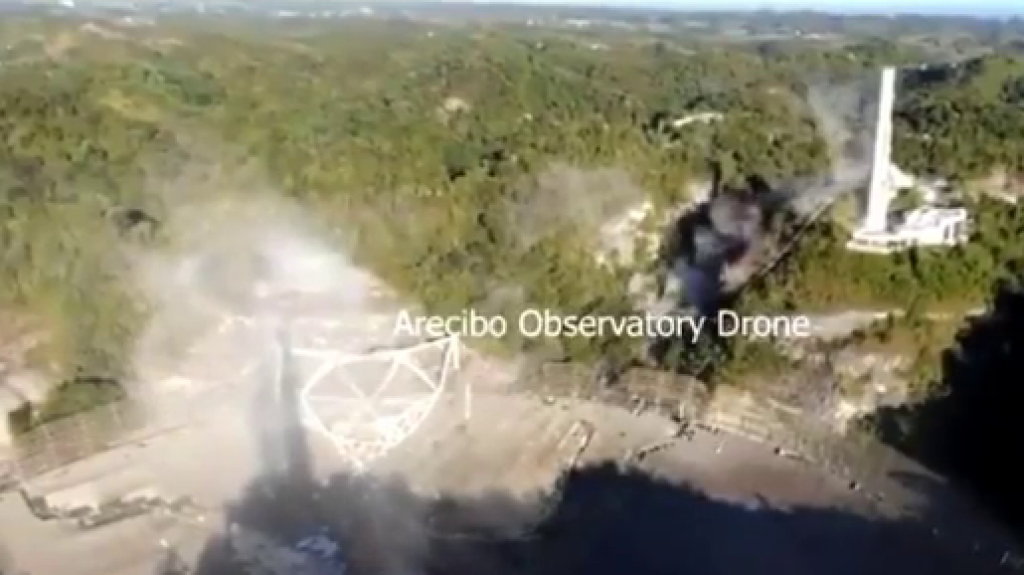  Publican otro Video del momento en que colapsa el observatorio de Arecibo 