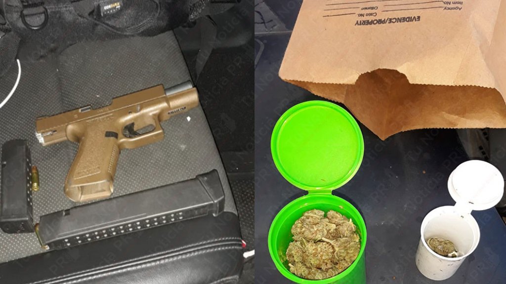  Polic&iacute;a ocupa una pistola y marihuana en un auto que abandono un conductor en Ponce 