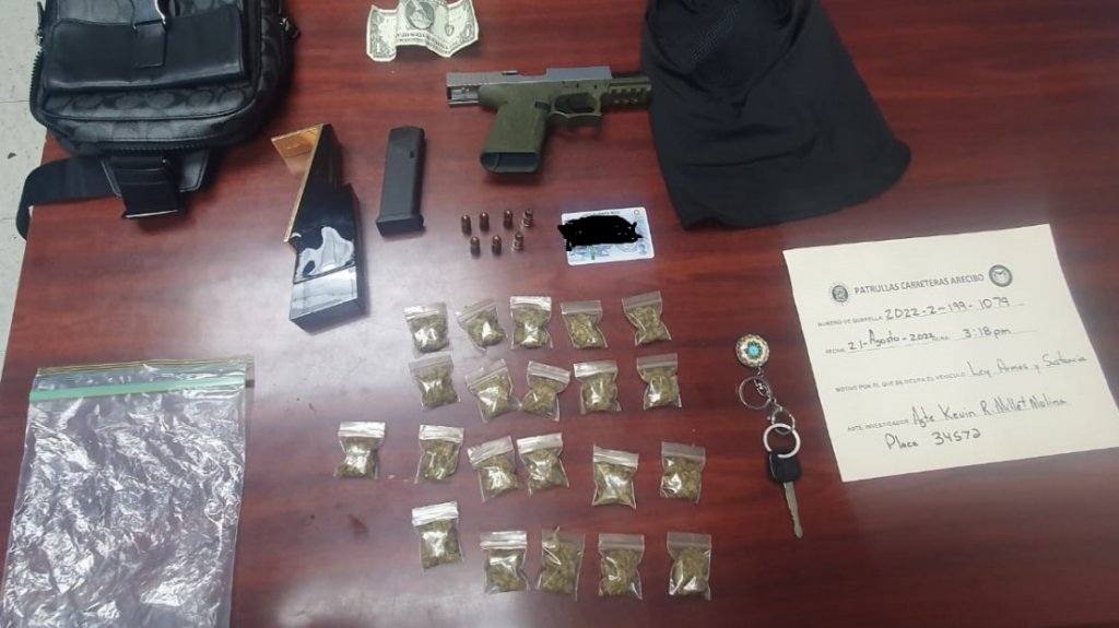  Ocupan arma de fuego y droga en intervenci&oacute;n por violaci&oacute;n a la ley de tr&aacute;nsito en Arecibo 
