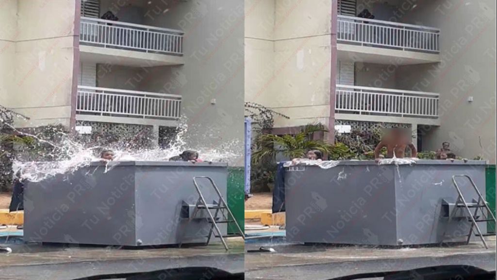  Video Viral: Utilizan el zafacón del caserío como piscina 
