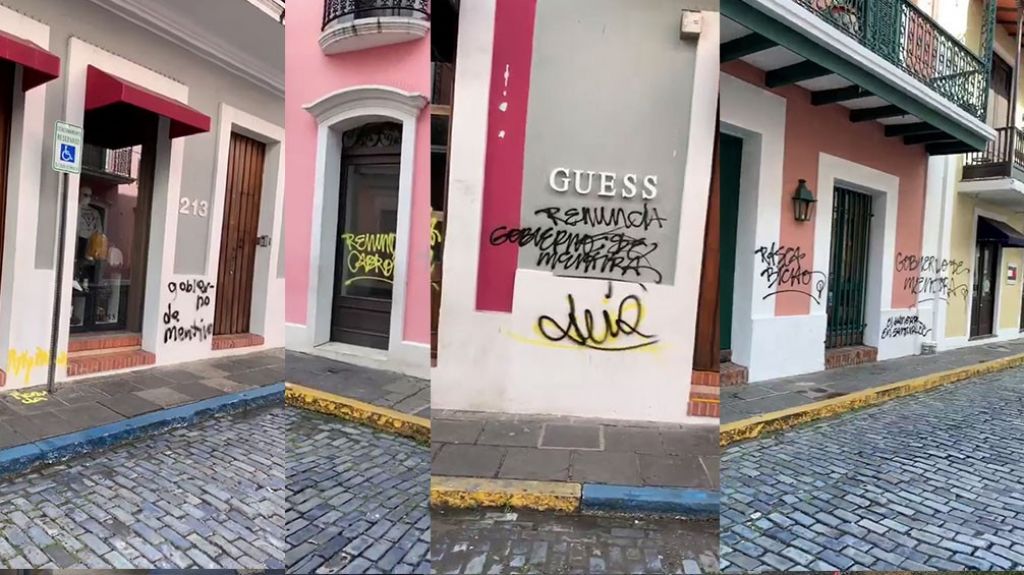  Video: Lleno de “Graffiti” así quedó el viejo San Juan ayer, luego de las protestas 