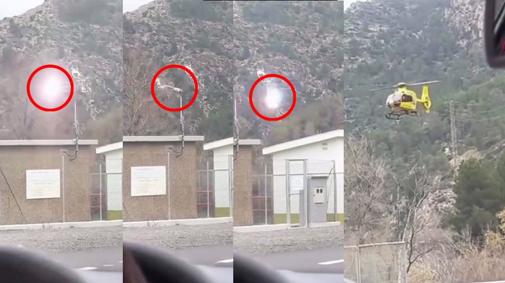  Video: Helic&oacute;ptero m&eacute;dico logra aterrizaje de emergencia tras chocar con cables el&eacute;ctricos en Espa&ntilde;a 
