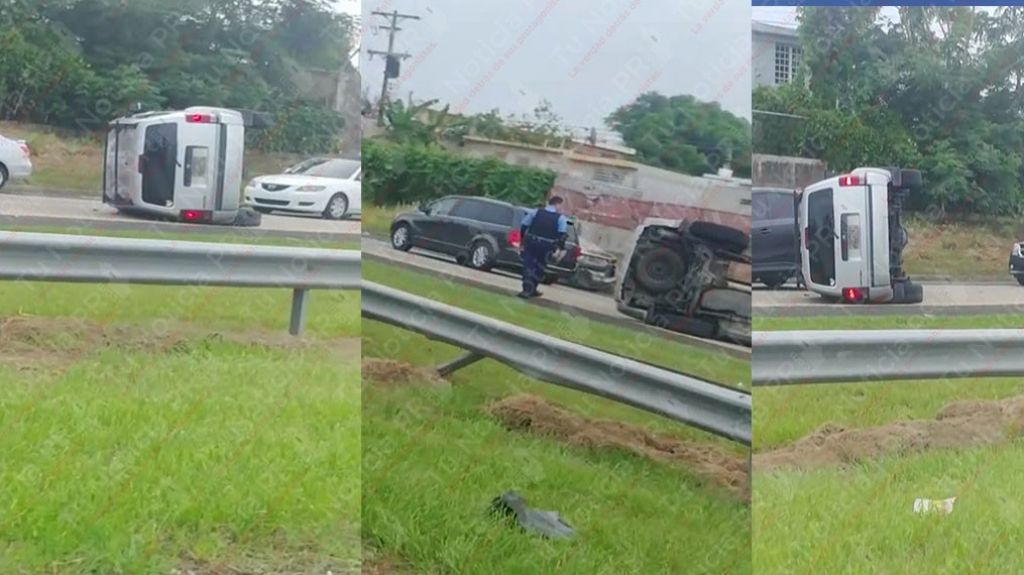  Video: Accidente de auto con un veh&iacute;culo Volcado en la Ramal 8 de Rio Piedras 